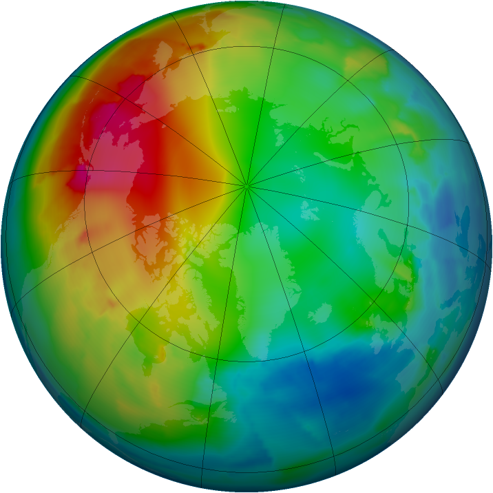 Arctic ozone map for 29 December 2011
